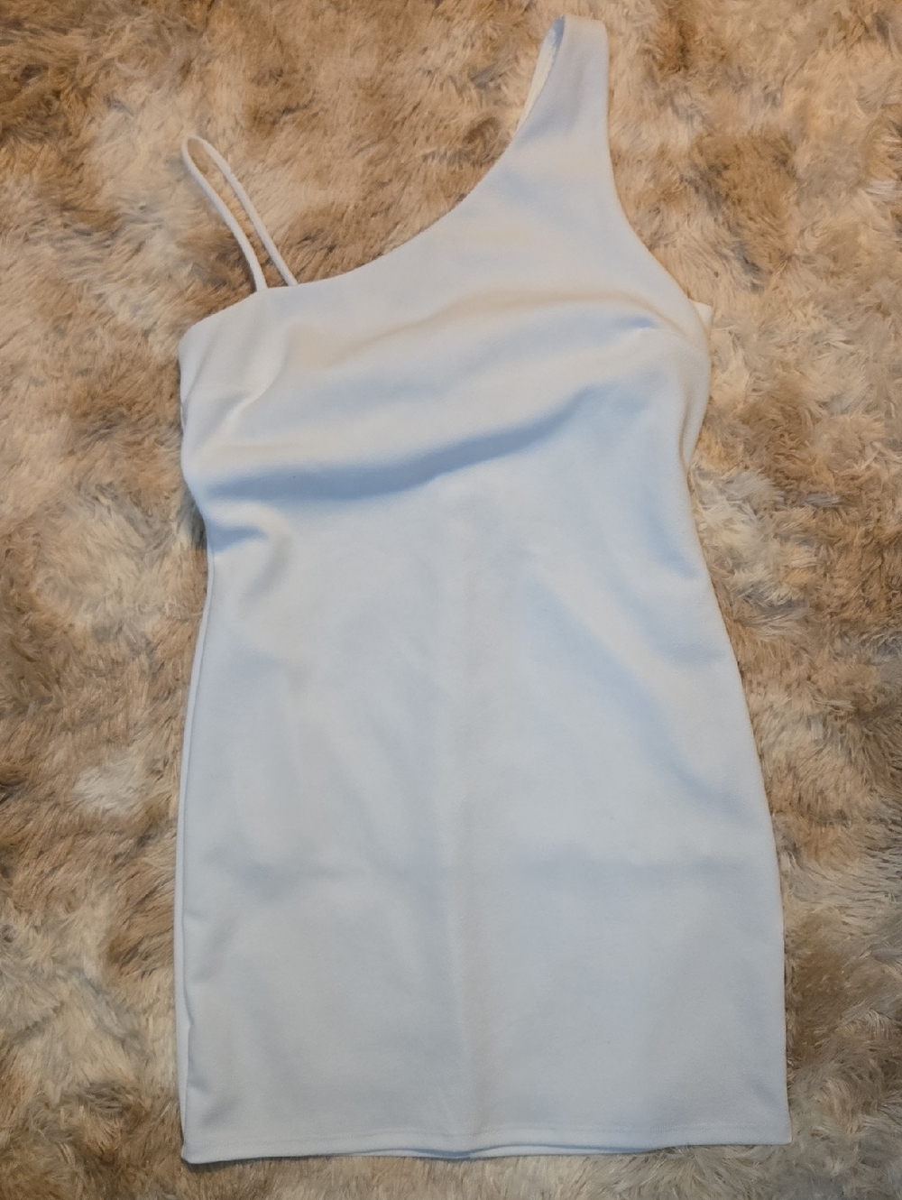 Lulu’s White One Shoulder Mini Dress Bodycon Asymmetrical Size S